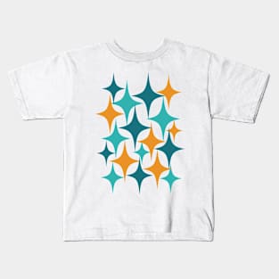 Mid Century Atomic Starburst Teal, Aqua, Orange Kids T-Shirt